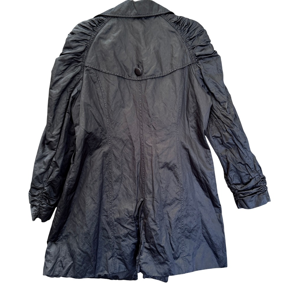 INC International Concepts Womens XL Black Ruched Sleeve Trench Coat Jacket - Picture 2 of 16